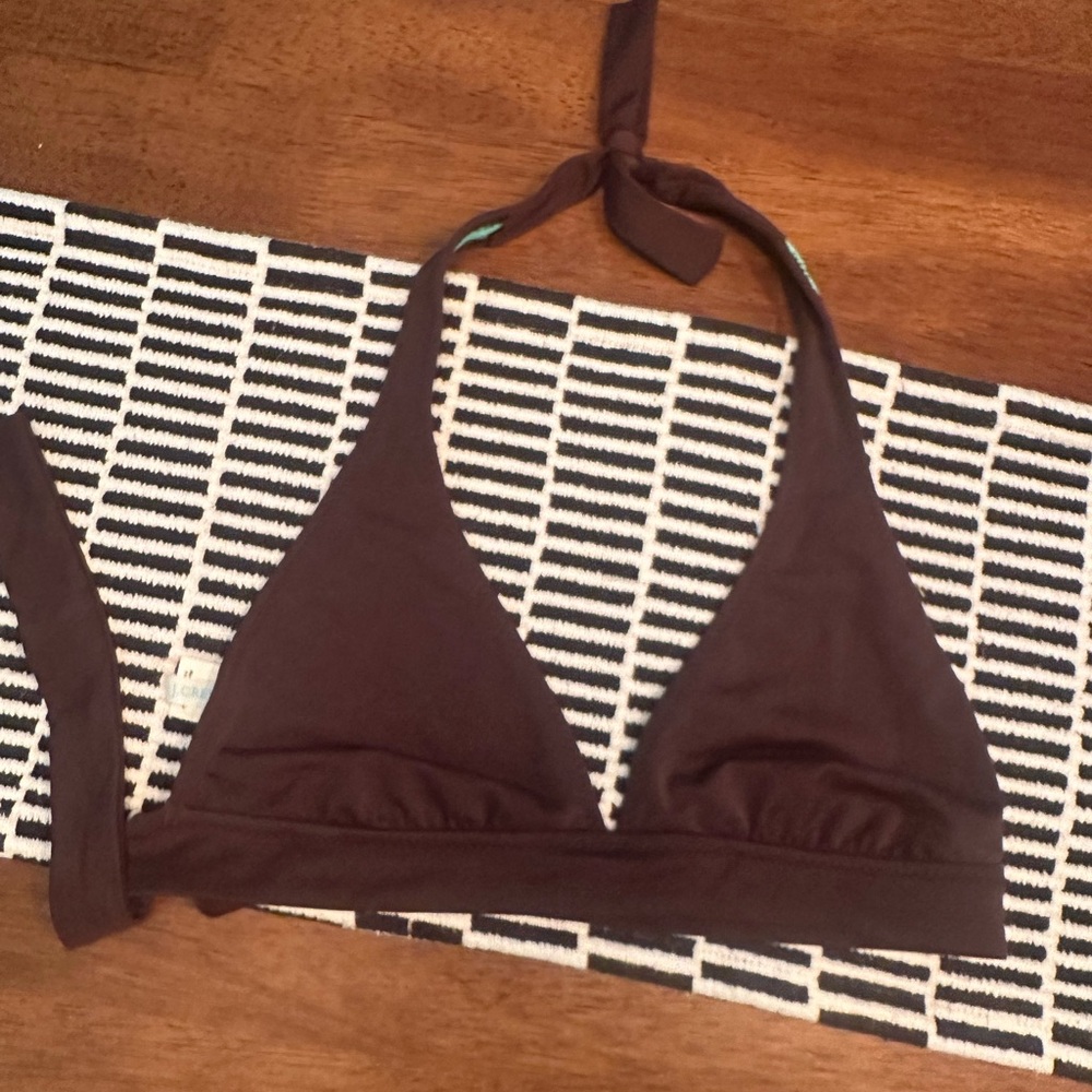 J Crew two piece swimsuit, bikini. Brown/aqua. Great condition!